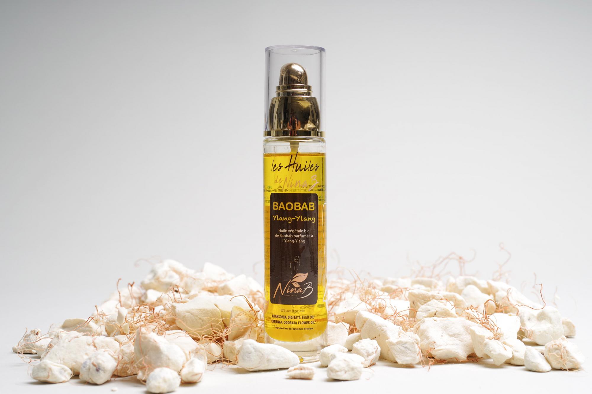 Baobab oil with organic Ylang-Ylang extracts - Natural, organic cosmetic product, certified ECOCERT COSMOS ORGANIC